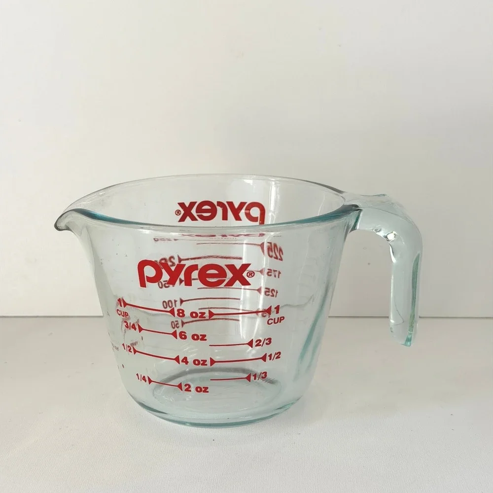 Vintage Pyrex 1 Cup Measuring‎ Cup 8oz Clear Glass Kitchenware Made in USA 250ml